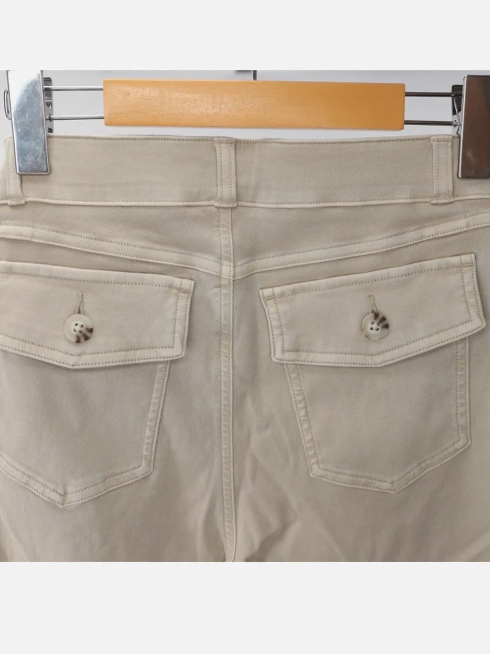 SPANX Spanx Womens Pants Stretch Twill Cropped Wide Leg Beige Bone Size NWT - Picture 4 of 8